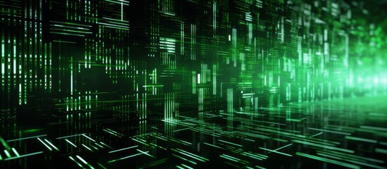 Digital Data Stream in a Virtual Green Matrix Tunnel