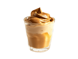 Dalgona Coffee Delight: Isolated Trendy Refreshment on Transparent Background