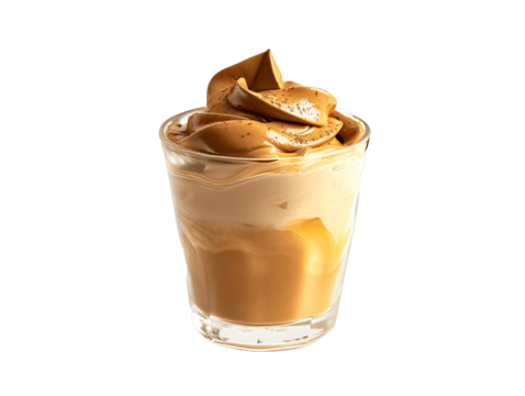 Dalgona Coffee Delight: Isolated Trendy Refreshment on Transparent Background