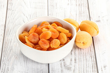Dried apricot heap in the bowl
