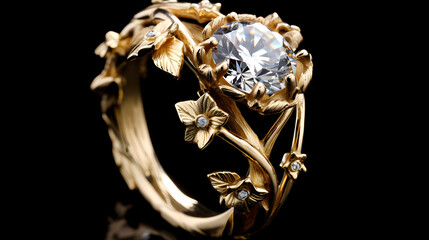 Artisan crafts diamond studded gold ring
