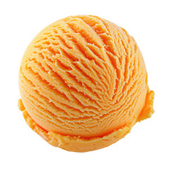 Orange ice cream ball Isolated on white background - obrazy, fototapety, plakaty
