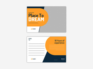 Real Estate Postcard Vector Template , Modern & Elegant Postcard Template For Home Sale.