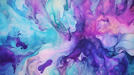 Abstract Purple, Blue, and Green Watercolor Painting Texture Background with Vibrant Turquoise and Magenta Color Combinations