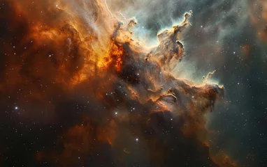 Fotobehang Nebular Symphony: An image illustrating a nebular symphony, highlighting the ethereal beauty of gas clouds and star-forming regions © AZ Studio