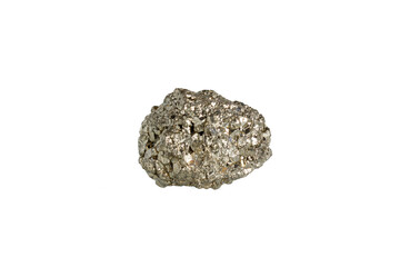 pyrite mineral stone macro on white background