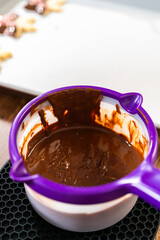 Melting Chocolate in Candy Pot, Preparing for Cookie Embellishment