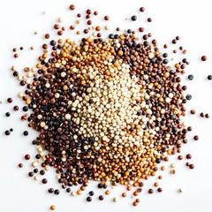 Healthy mixed quinoa on white background