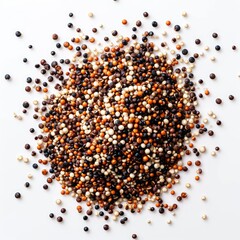 Healthy mixed quinoa on white background