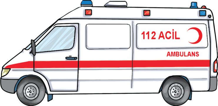 Turkish ambulance car. 112 emergency service.