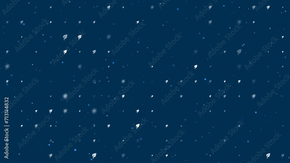 Poster template animation of evenly spaced leaf symbols of different sizes and opacity. animation of transp
