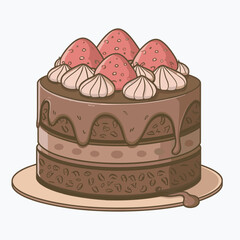 Chocolate cake illustration, delicious, bakery