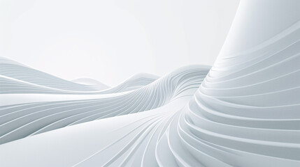 Abstract Flowing Wave. Smooth Tranquil Movement, Swirl and Soft Waves on a Minimalistic White Background with a Modern Concept.