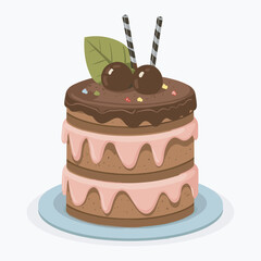 Chocolate cake illustration, delicious, bakery