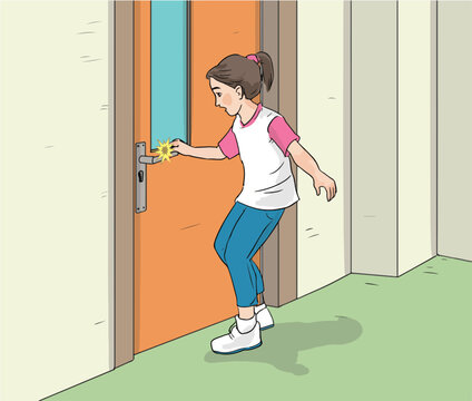 Static electricity comes from a doorknob.