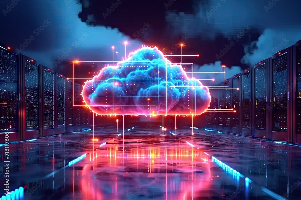 Aufkleber technology networking and digital communication in business with cloud computing concept web storage