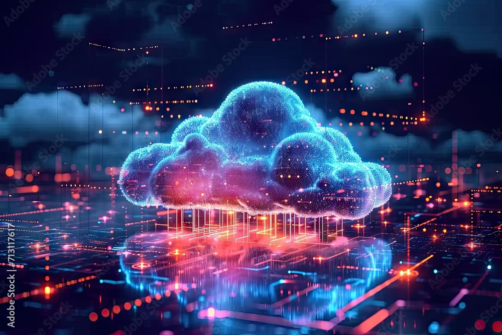 Aufkleber technology networking and digital communication in business with cloud computing concept web storage