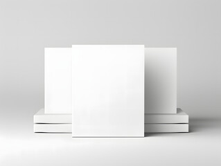 3D empty white books mockup