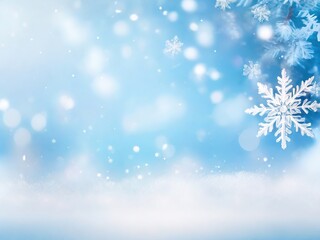 Fototapeta na wymiar Gorgeous blue-white blurred background with wonderful delicate snowflakes