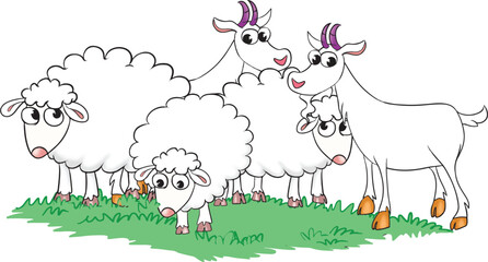 A farm. And cows and sheep on the farm.