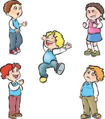 Set of kids with different expressions.