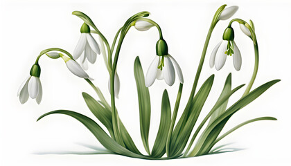 Fototapeta na wymiar The symbolism of snowdrop flowers