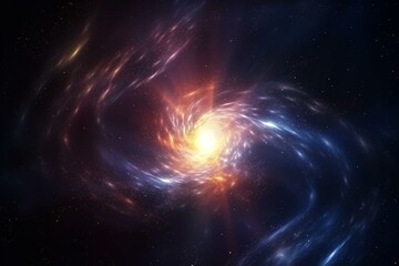 Fototapeta na wymiar Cosmic background with supernova nebula and stars in a mysterious glowing universe. Generative AI