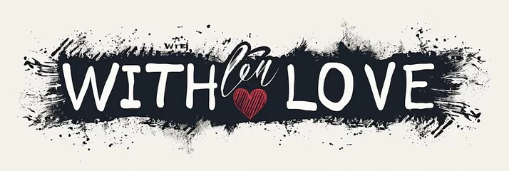 Fototapeten WITH LOVE  text black vector brush calligraphy banner with heart  © Zahid