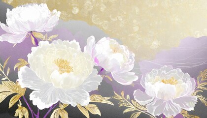 華やかな芍薬のイラスト背景