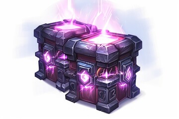 Treasure Trove: Three lootboxes unveil gaming cards on a pristine white backdrop, Generative AI