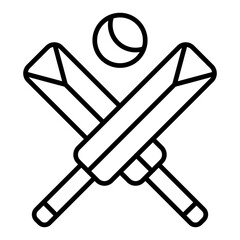 cricket bat line icon