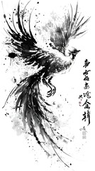 Cool Phoenix Sketch With Decorative Texts