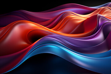3d render, abstract colorful background illuminated with colorful neon light. Glowing curvy line. Simple wallpaper