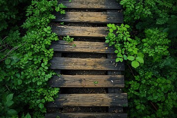 wooden path in the garden