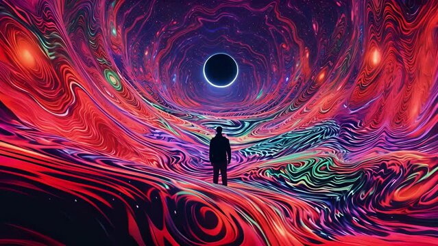Immerse yourself in an otherworldly dimension, where time and space are distorted, and vivid colors dance with each beat of the music in this mesmerizing psychedelic video.