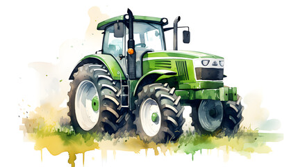 Watercolor green tractor