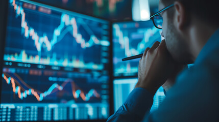 manager analyzing stock market