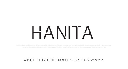 Hanita Modern Alphabet Font. Typography urban style fonts for technology, digital, movie logo design. vector illustration - obrazy, fototapety, plakaty