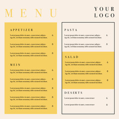 Food menu and restaurant flyer template. Fast Food, Healthy Food, Flyer Design, Simple, Minimalist.