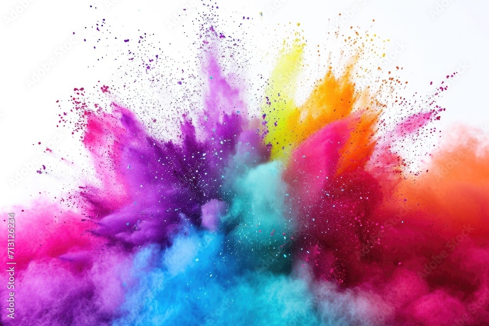 Poster A vibrant and dynamic picture capturing a colorful powder cloud suspended in the air. Perfect for adding energy and excitement to various projects