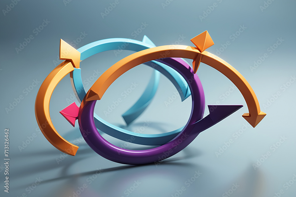 Aufkleber three rounded arrows form a circle and triangle shape—a simple cycle or change icon design.