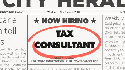 Tax consultant - job offer - obrazy, fototapety, plakaty