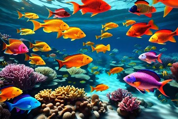 Fototapeta na wymiar fishes in aquarium Generated with AI.