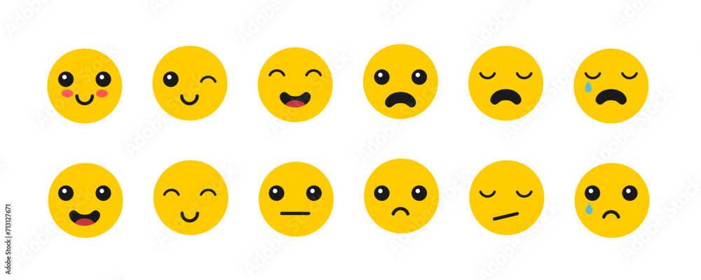 Sticker Yellow smiley emotion set