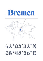 Bremen poster with map coordinates