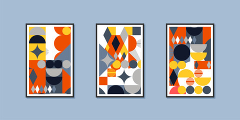 Triptych of modern art - three paintings