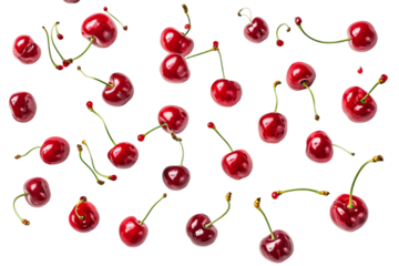 Red Cherries on White Background