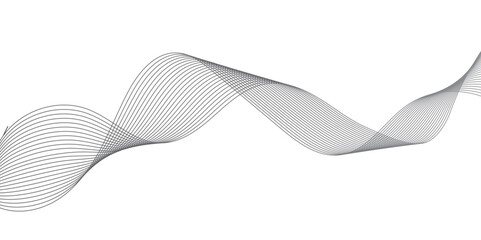 Abstract grey, white smooth element swoosh speed wave modern stream background. Wave with lines created using blend tool. Abstract frequency sound wave lines and twisted curve lines background.