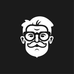 silhouette old man with eyeglass minimalism logo vector illustration template design