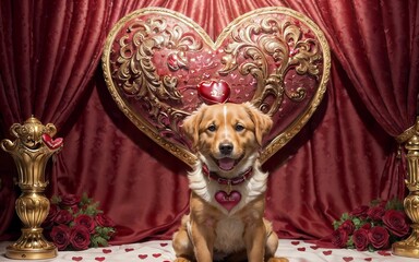 A Heartwarming Valentine's Day Celebration with Your Adorable Canine Companion ai generated